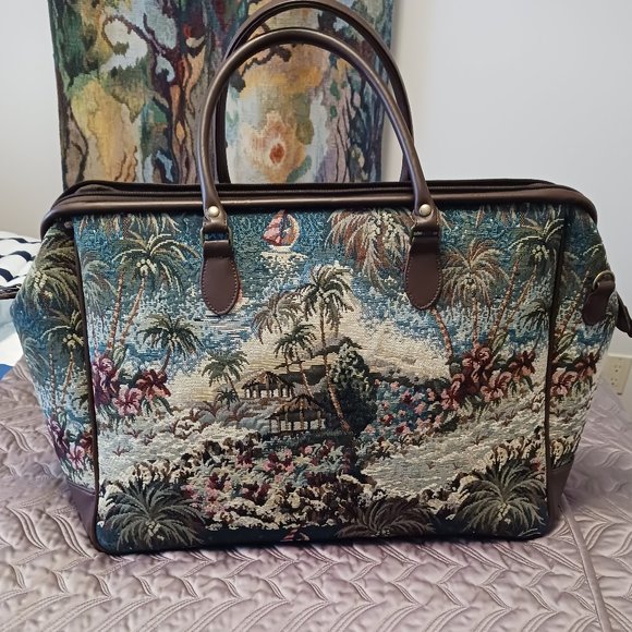 Vintage Island Palm Tote/Carry On Bag - Picture 3 of 5
